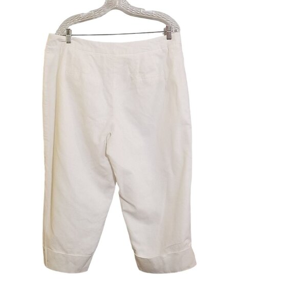 Cato Capri Pants Womens Plus 16W White Classic Linen Blend Cuffed - Picture 5 of 16